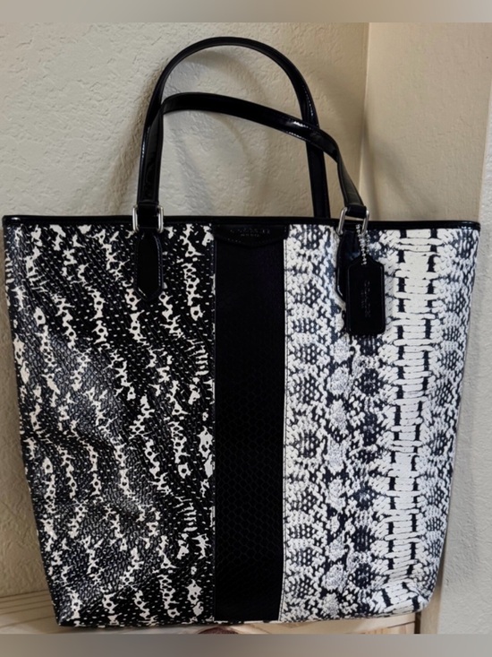 Coach Handbags - Coach Large Exotic Snakeskin/Python Mix Print Leather Tote (2014)
